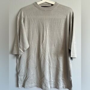 Bachrach Gray Silk Turtleneck Short Sleeve Pullover Shirt Medium M
